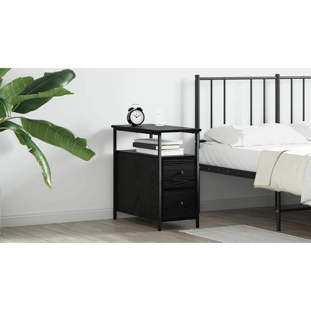 Bedside Cabinet Black oak 30 x 60 x 60 cm Engineered wood