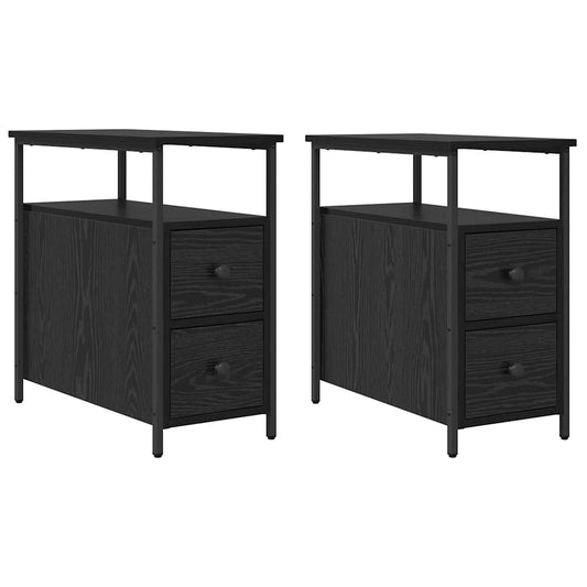 Bedside Cabinet 2 pcs Black oak 30 x 60 x 60 cm Engineered wood Bedside Cabinet 2 pcs Black oak 30 x 60 x 60 cm Engineered wood