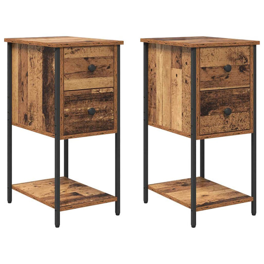 Bedside Cabinet 2 pcs Old wood 32 x 42 x 70 cm Engineered wood Bedside Cabinet 2 pcs Old wood 32 x 42 x 70 cm Engineered wood