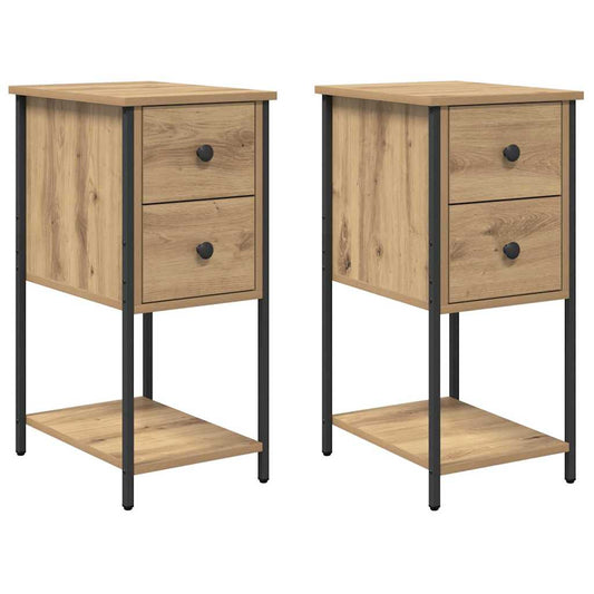 Bedside Cabinet with Drawer 2 pcs Artisan oak 32 x 42 x 70 cm Bedside Cabinet with Drawer 2 pcs Artisan oak 32 x 42 x 70 cm