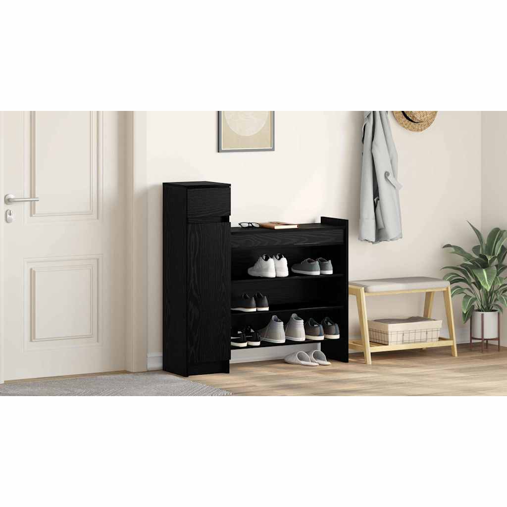 Shoe Cabinet Black Oak 100.5 x 28 x 100 cm Engineered Wood