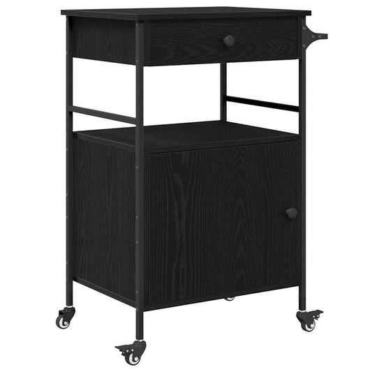 Kitchen Trolley Black Oak 56 x 43 x 89.5 cm Engineered Wood Kitchen Trolley Black Oak 56 x 43 x 89.5 cm Engineered Wood