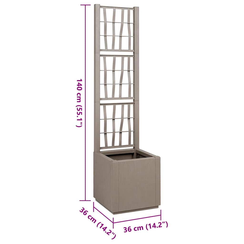 Garden Planter with Trellis Light Brown 36 x 36 x 140 cm PP