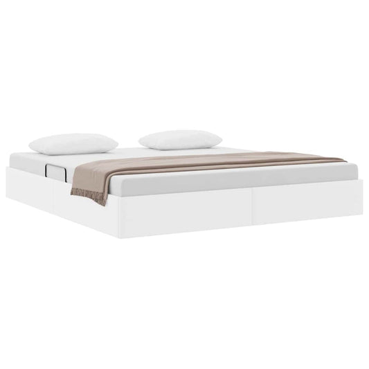 Storage Bed with Mattress Pure White 160 x 200 cm Faux leather Storage Bed with Mattress Pure White 160 x 200 cm Faux leather