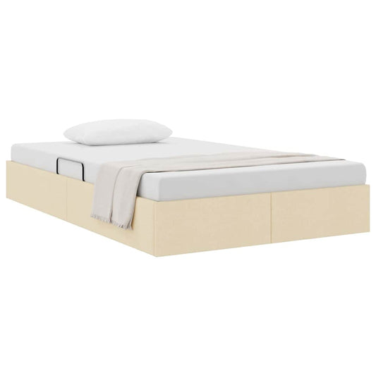 Storage Bed with Mattress Creme 120 x 200 cm Fabric Storage Bed with Mattress Creme 120 x 200 cm Fabric