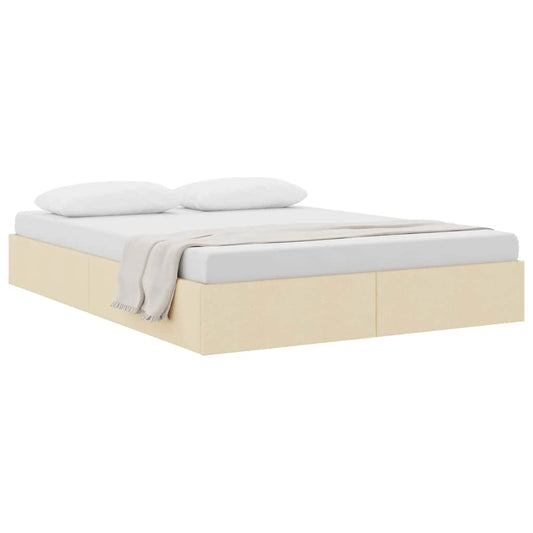 Storage Bed with Mattress Creme 140 x 190 cm Fabric Storage Bed with Mattress Creme 140 x 190 cm Fabric