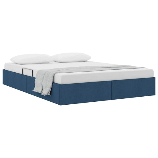 Storage Bed with Mattress with Storage Blue 140 x 200 cm Fabric Storage Bed with Mattress with Storage Blue 140 x 200 cm Fabric