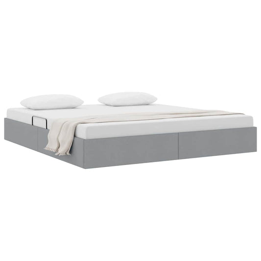 Storage Bed with Mattress Light Grey 160 x 200 cm Fabric Storage Bed with Mattress Light Grey 160 x 200 cm Fabric