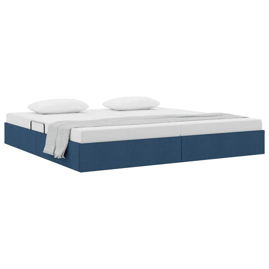Storage Bed with Mattress with Storage Blue 200 x 200 cm Fabric Storage Bed with Mattress with Storage Blue 200 x 200 cm Fabric