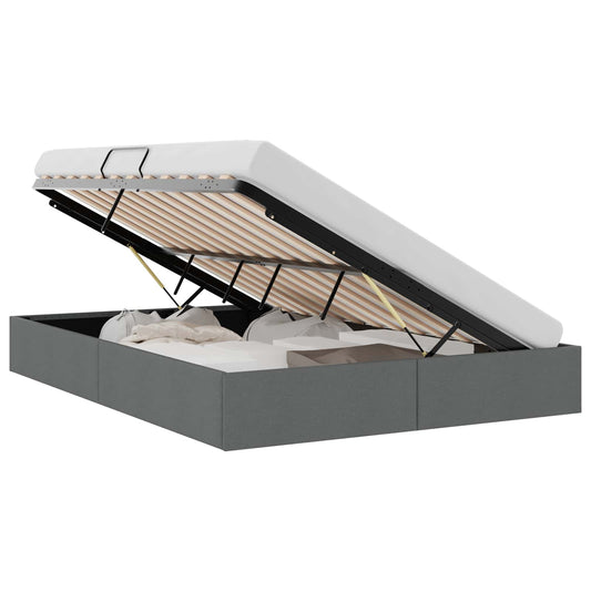 Storage Bed with Storage Dark Grey 153 x 203 cm Fabric Storage Bed with Storage Dark Grey 153 x 203 cm Fabric