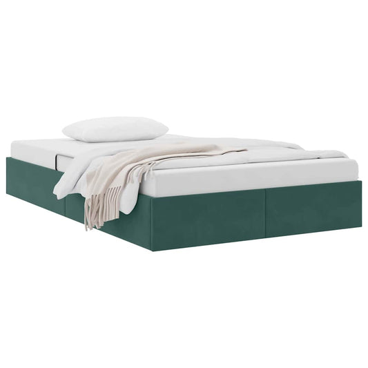 Storage Bed with Mattress Dark Green 120 x 200 cm Velvet Storage Bed with Mattress Dark Green 120 x 200 cm Velvet
