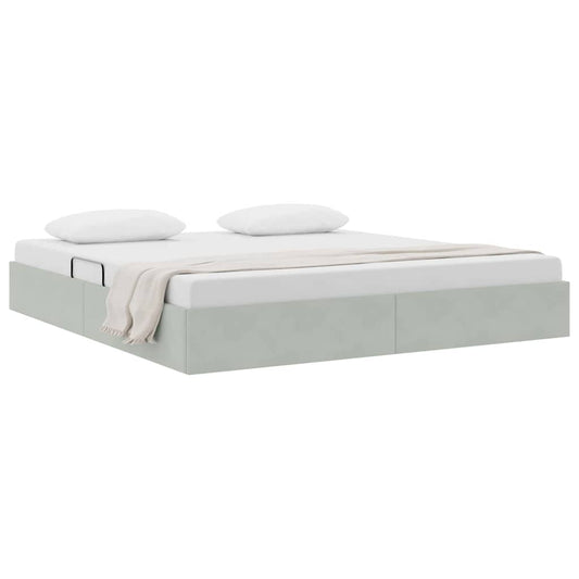 Storage Bed with Mattress Light Grey 180 x 200 cm Velvet Storage Bed with Mattress Light Grey 180 x 200 cm Velvet