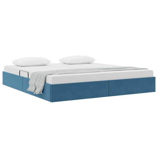 Storage Bed with Mattress Dark Blue 180 x 200 cm Velvet Storage Bed with Mattress Dark Blue 180 x 200 cm Velvet