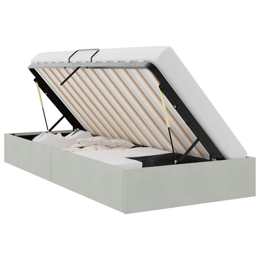 Storage Bed Light Grey 100 x 190 cm Velvet Storage Bed Light Grey 100 x 190 cm Velvet