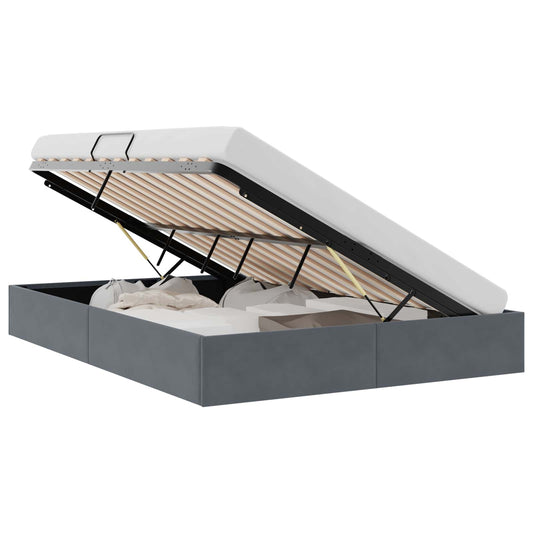 Storage Bed Dark Grey 137 x 190 cm Velvet Storage Bed Dark Grey 137 x 190 cm Velvet