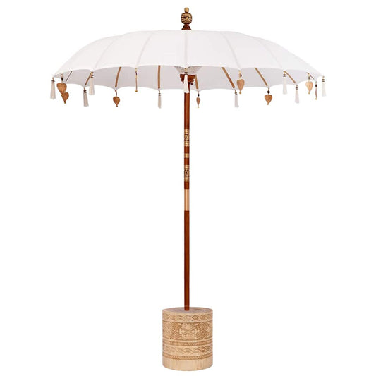 Balinese Parasol with Base Cream and Natual 190 x 190 x 250 cm Balinese Parasol with Base Cream and Natual 190 x 190 x 250 cm