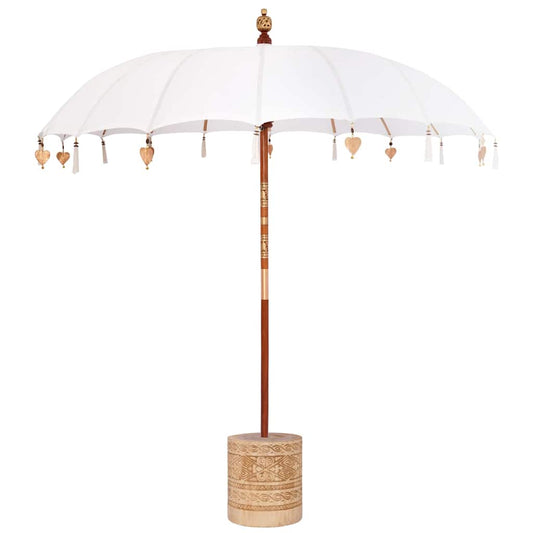 Balinese Parasol with Base Cream and Natual 220 x 220 x 250 cm Balinese Parasol with Base Cream and Natual 220 x 220 x 250 cm