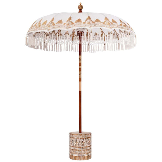 Balinese Parasol with Base Cream 185 x 185 x 260 cm Balinese Parasol with Base Cream 185 x 185 x 260 cm