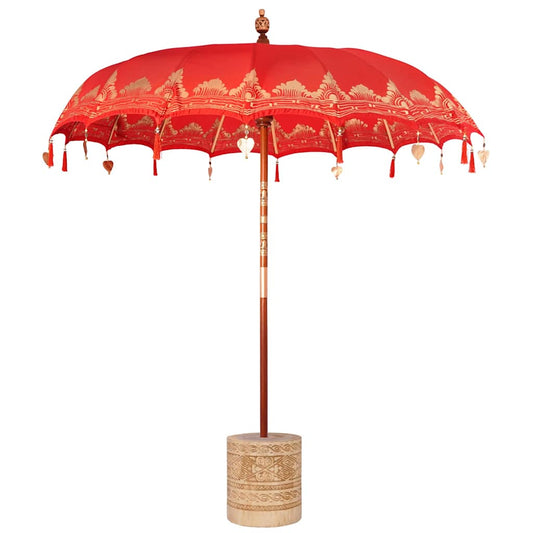 Balinese Parasol Red 215 x 215 x 260 cm Cotton and solid wood Balinese Parasol Red 215 x 215 x 260 cm Cotton and solid wood