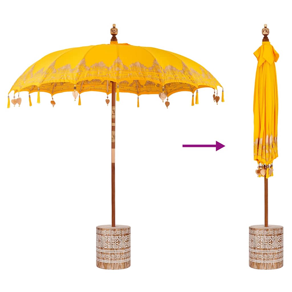 Balinese Parasol with Base Yellow 215 x 215 x 260 cm