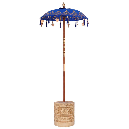 Balinese Parasol with Base Blue 95 x 95 x 260 cm Balinese Parasol with Base Blue 95 x 95 x 260 cm