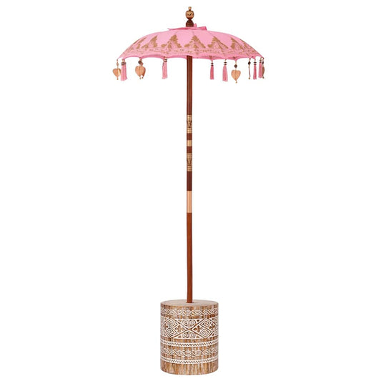 Balinese Parasol with Base Pink 95 x 95 x 260 cm Balinese Parasol with Base Pink 95 x 95 x 260 cm