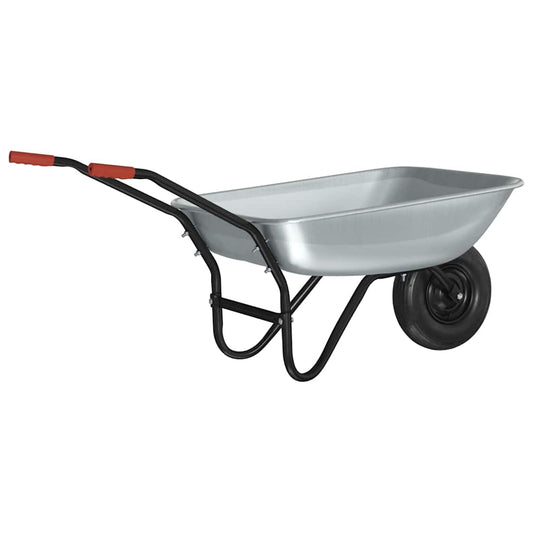 Wheelbarrow Silver and Black 80 L 120 kg Galvanized Steel Wheelbarrow Silver and Black 80 L 120 kg Galvanized Steel