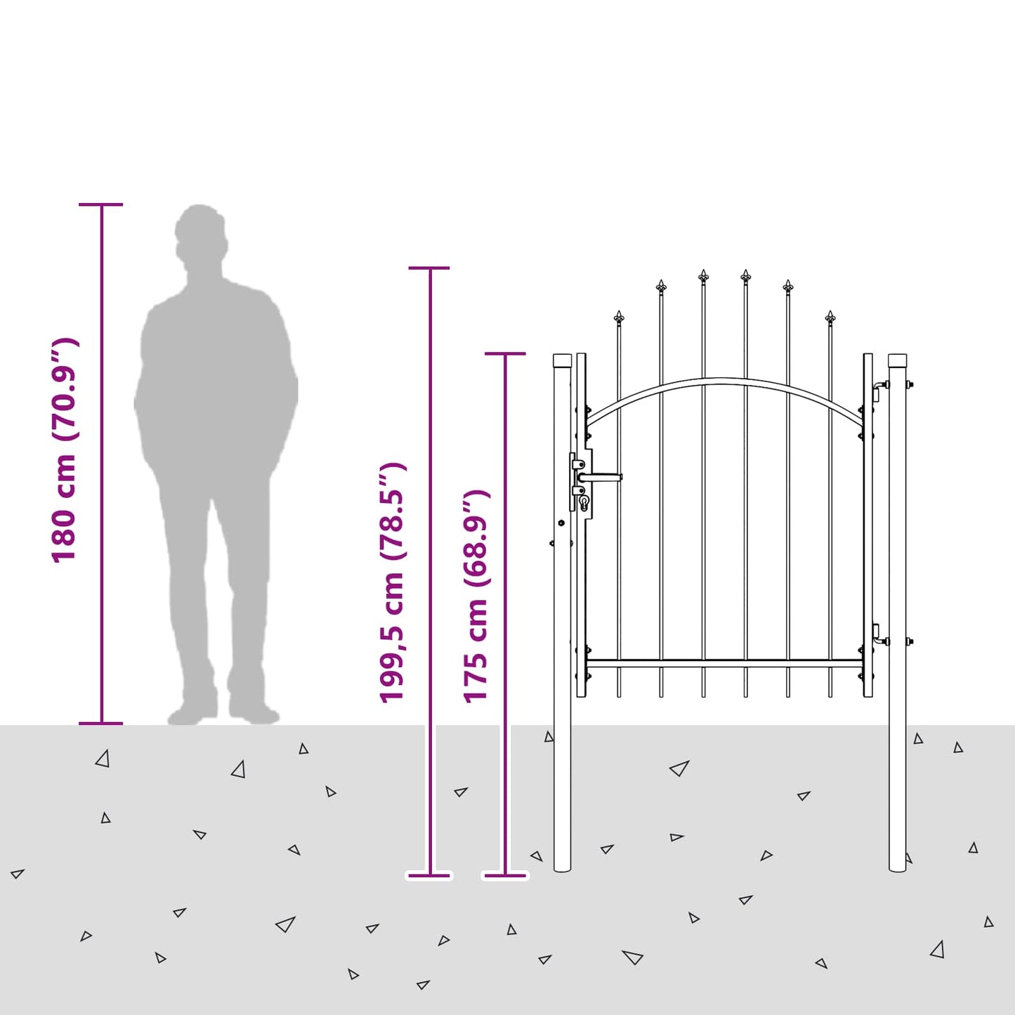 Garden Gate with Lock Woerden Grey 150 x 100 cm Steel
