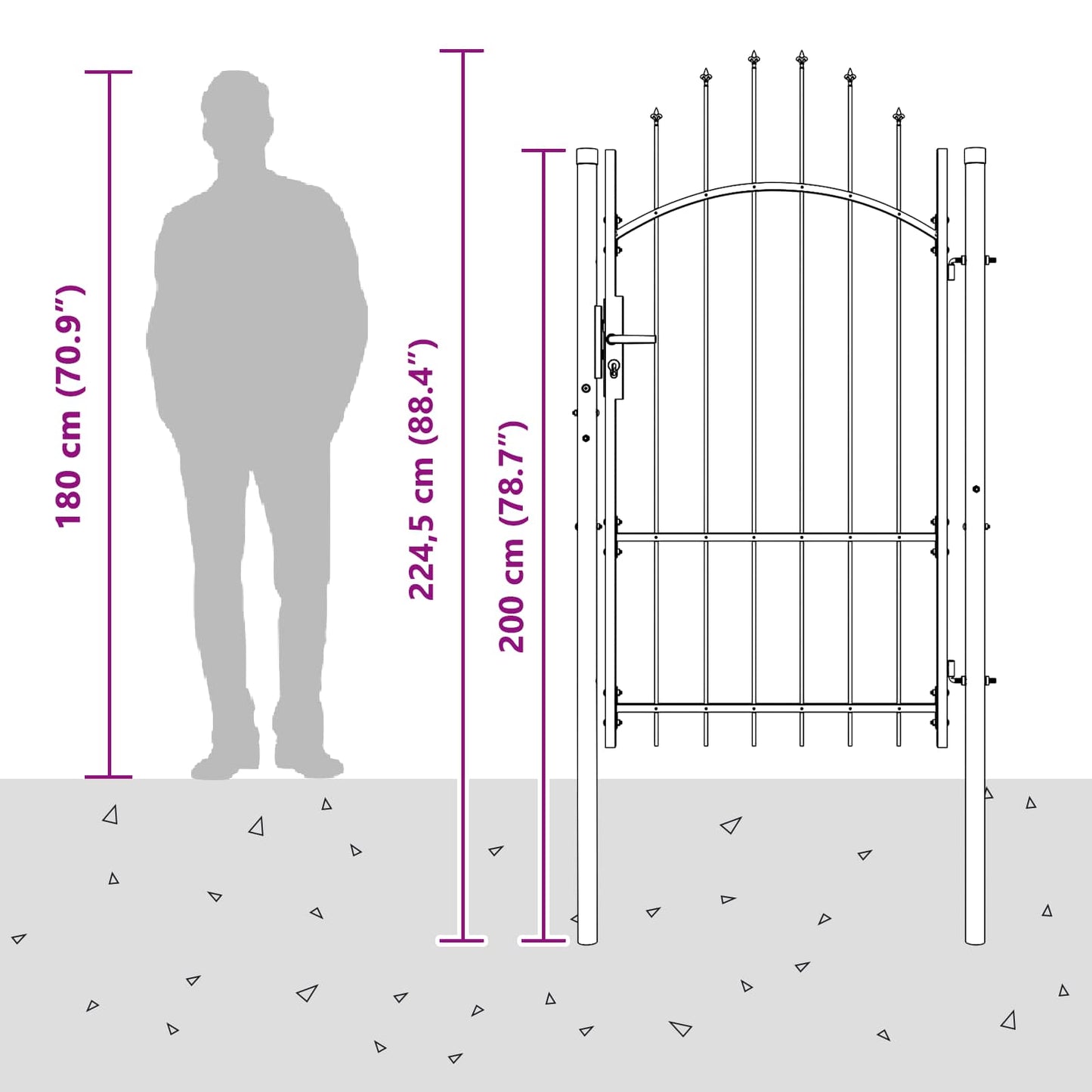 Garden Gate with Lock Woerden Grey 175 x 100 cm Steel