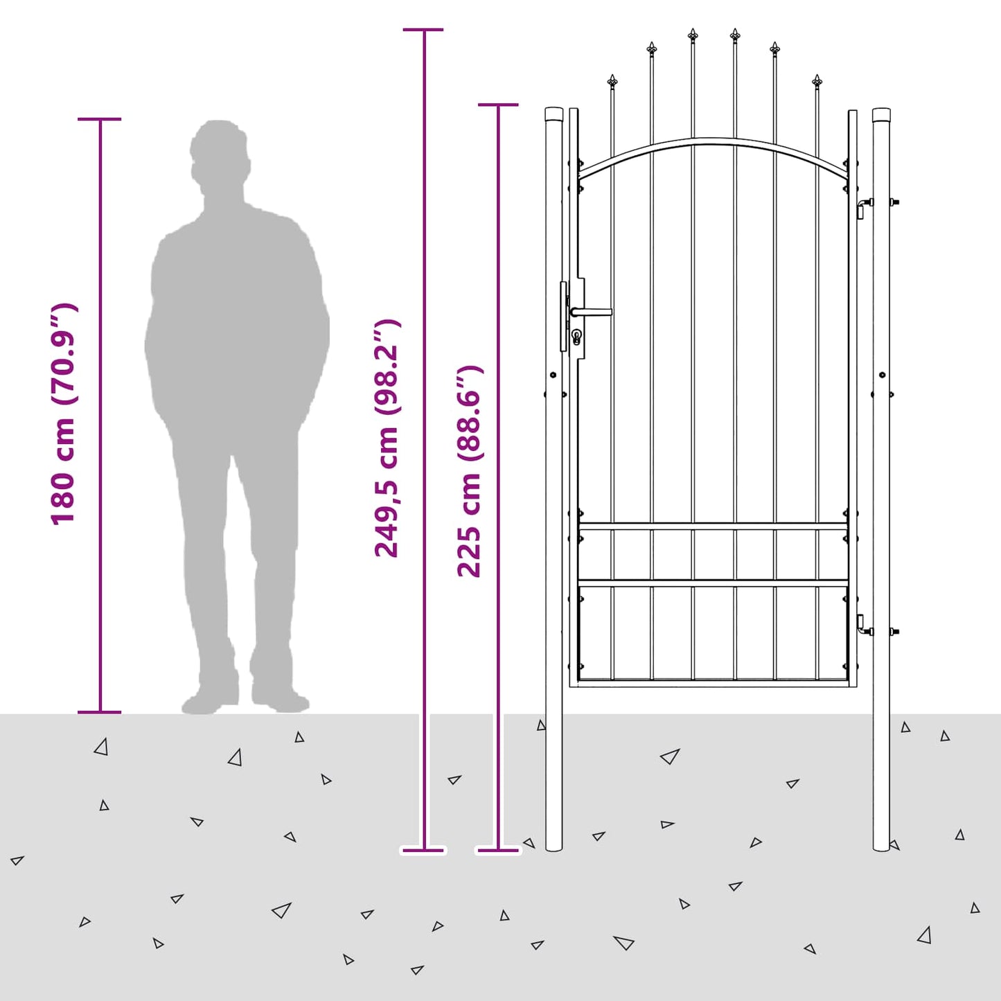 Garden Gate with Lock Woerden Grey 200 x 100 cm Steel