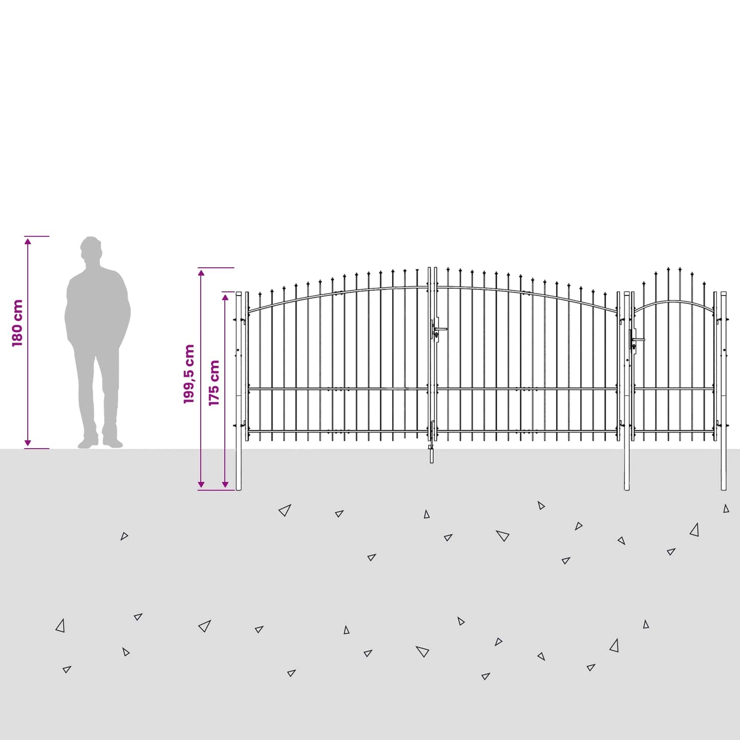 Garden Gate with Lock Woerden Grey 150 x 400 cm Steel