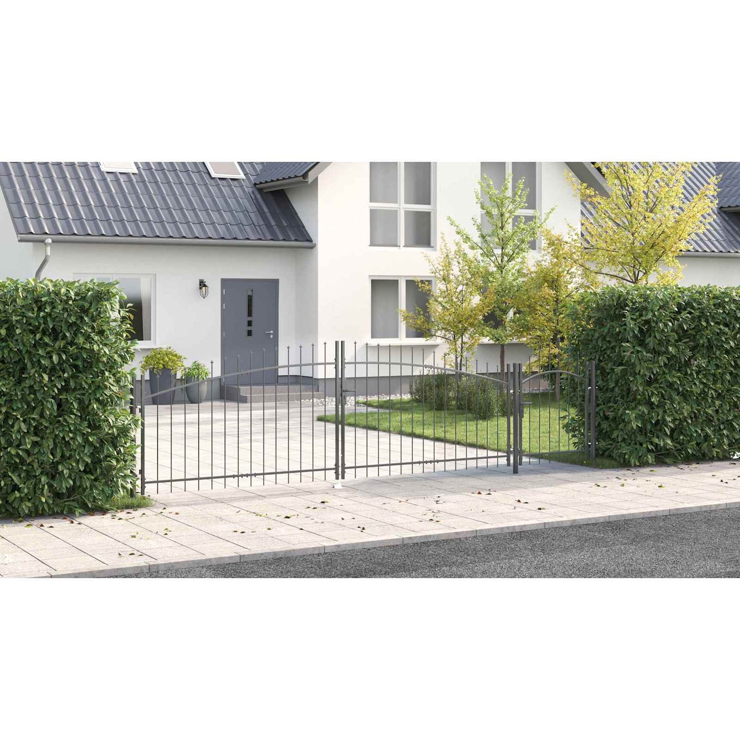 Garden Gate with Lock Woerden Grey 100 x 500 cm Steel