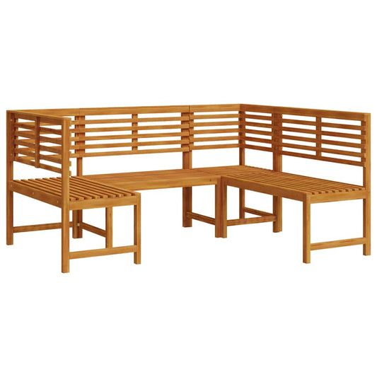 Garden Bench Set 3 pcs Brown Solid Acacia Wood Garden Bench Set 3 pcs Brown Solid Acacia Wood