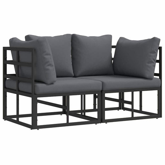 Outdoor Furniture 2 pcs Black 71.5 x 71.5 x71 cm Metal Outdoor Furniture 2 pcs Black 71.5 x 71.5 x71 cm Metal