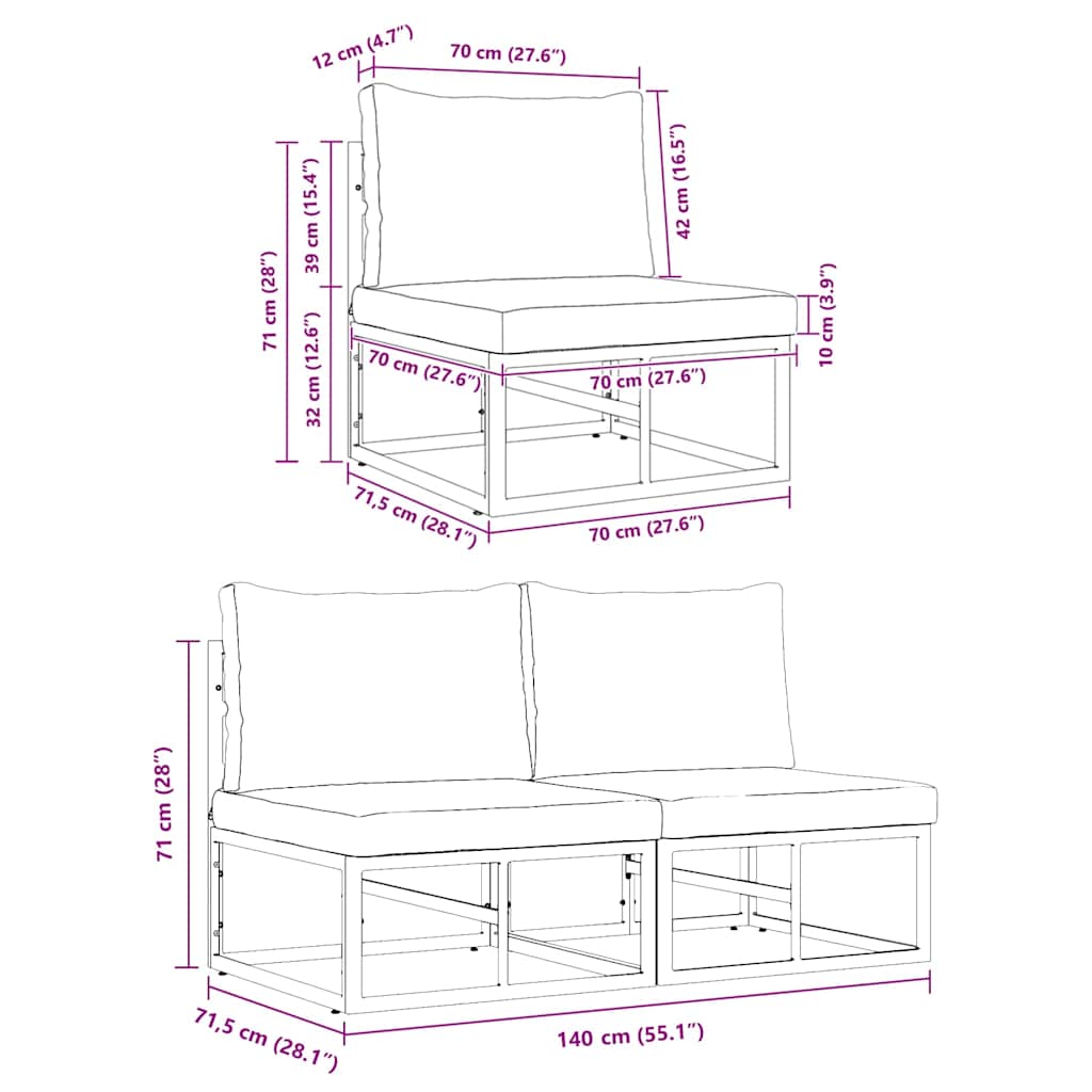 Outdoor Furniture 2 Piece Black and Anthracite Metal