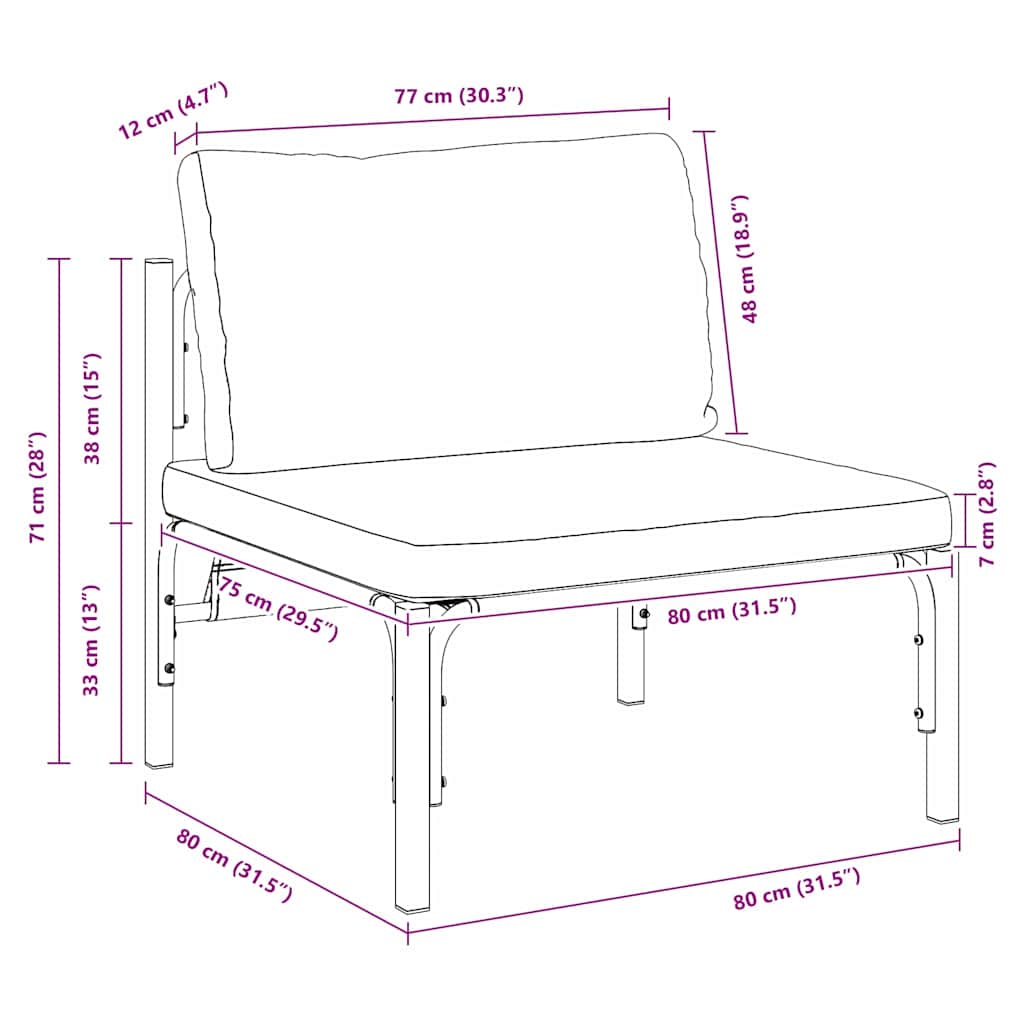 Outdoor Furniture with Cushion Anthracite 80 x 80 x 71 cm Steel