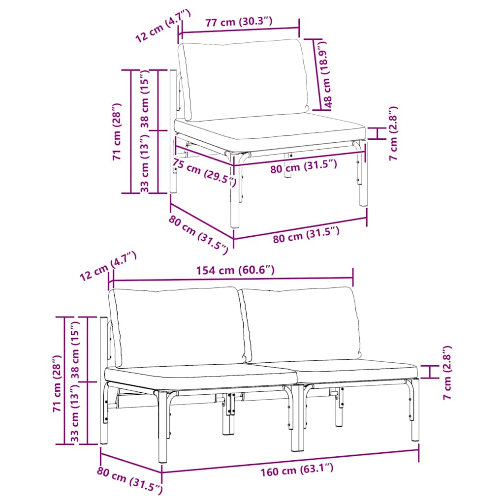 Outdoor Furniture 2 pcs Anthracite 80 x 80 x 71 cm Steel