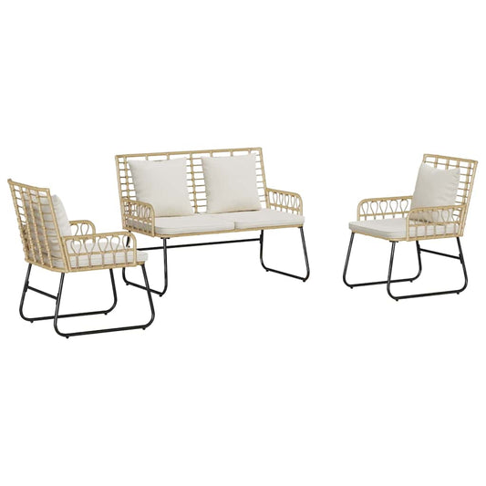 Garden Dining Set 3 pcs Brown and Cream Poly Rattan Garden Dining Set 3 pcs Brown and Cream Poly Rattan