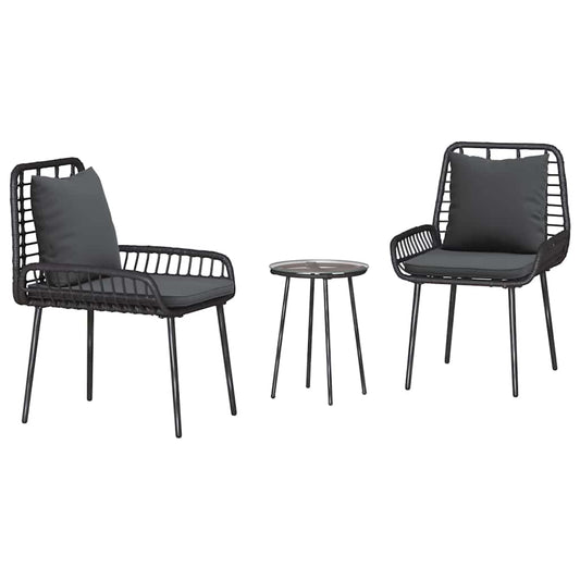 Garden Dining Set 3 pcs Black and Anthracite Poly Rattan Garden Dining Set 3 pcs Black and Anthracite Poly Rattan