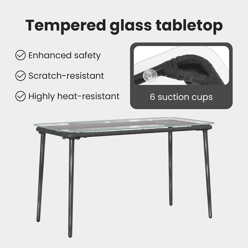 Garden Table Black 80 x 40 x 45 cm Poly Rattan