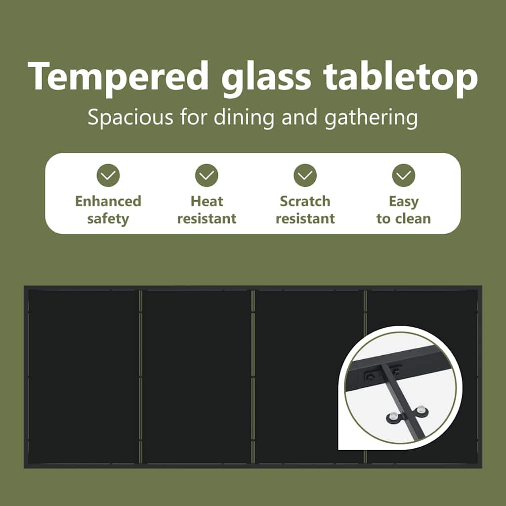 Garden Table Black 200 x 80 x 73 cm Metal