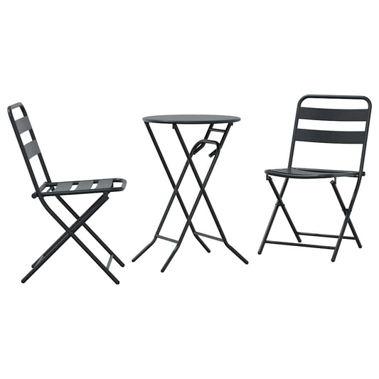 Garden Bistro Set Folding 3 pcs Anthracite Steel Garden Bistro Set Folding 3 pcs Anthracite Steel