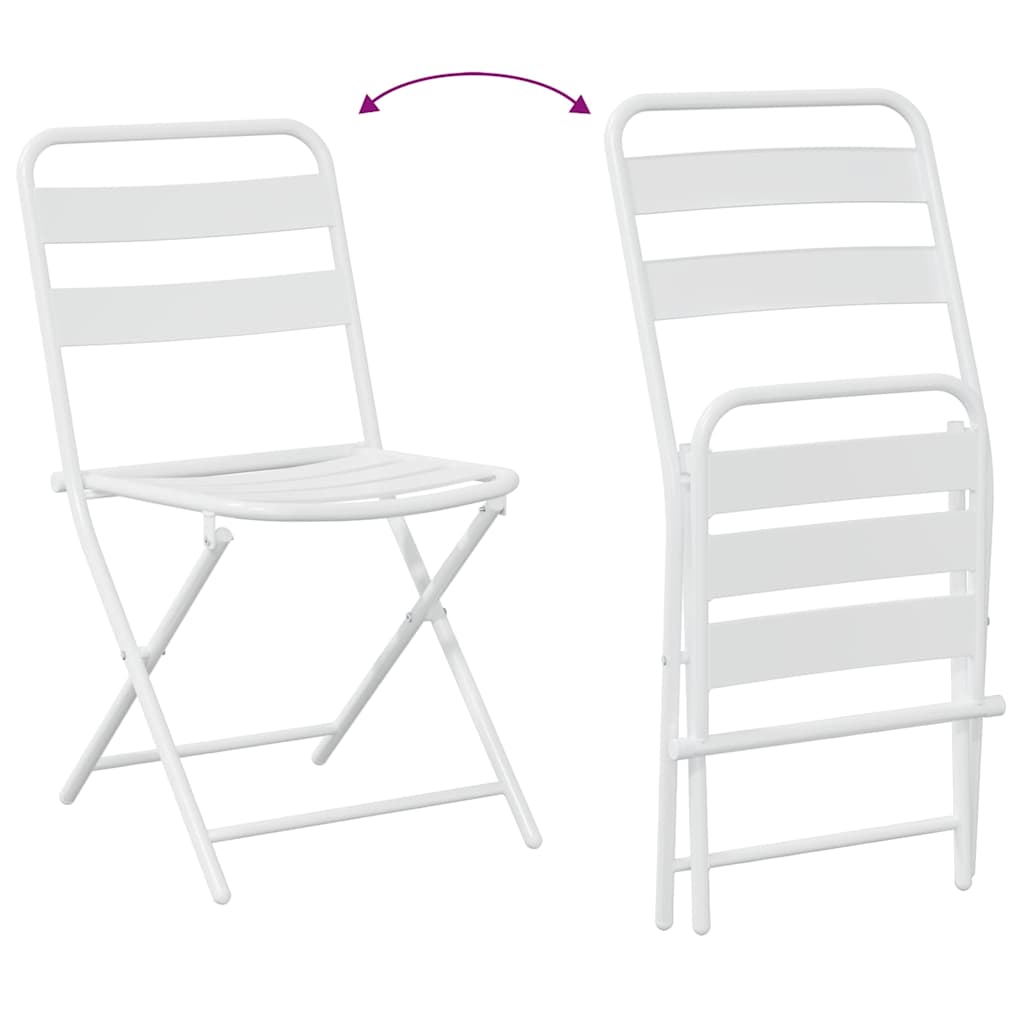 Garden Bistro Set Folding 3 pcs White Steel