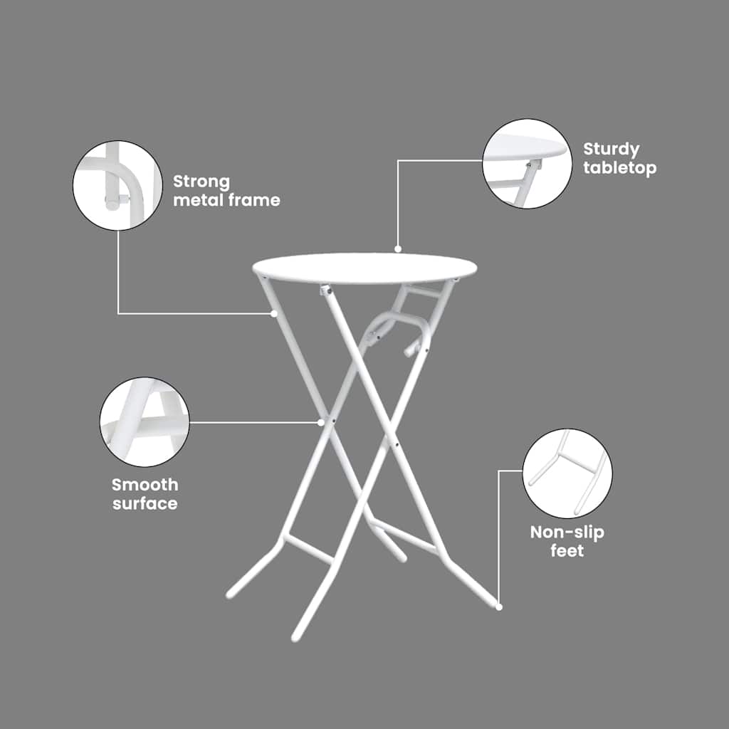 Garden Table Folding White 50 x 50 x 72 cm Metal