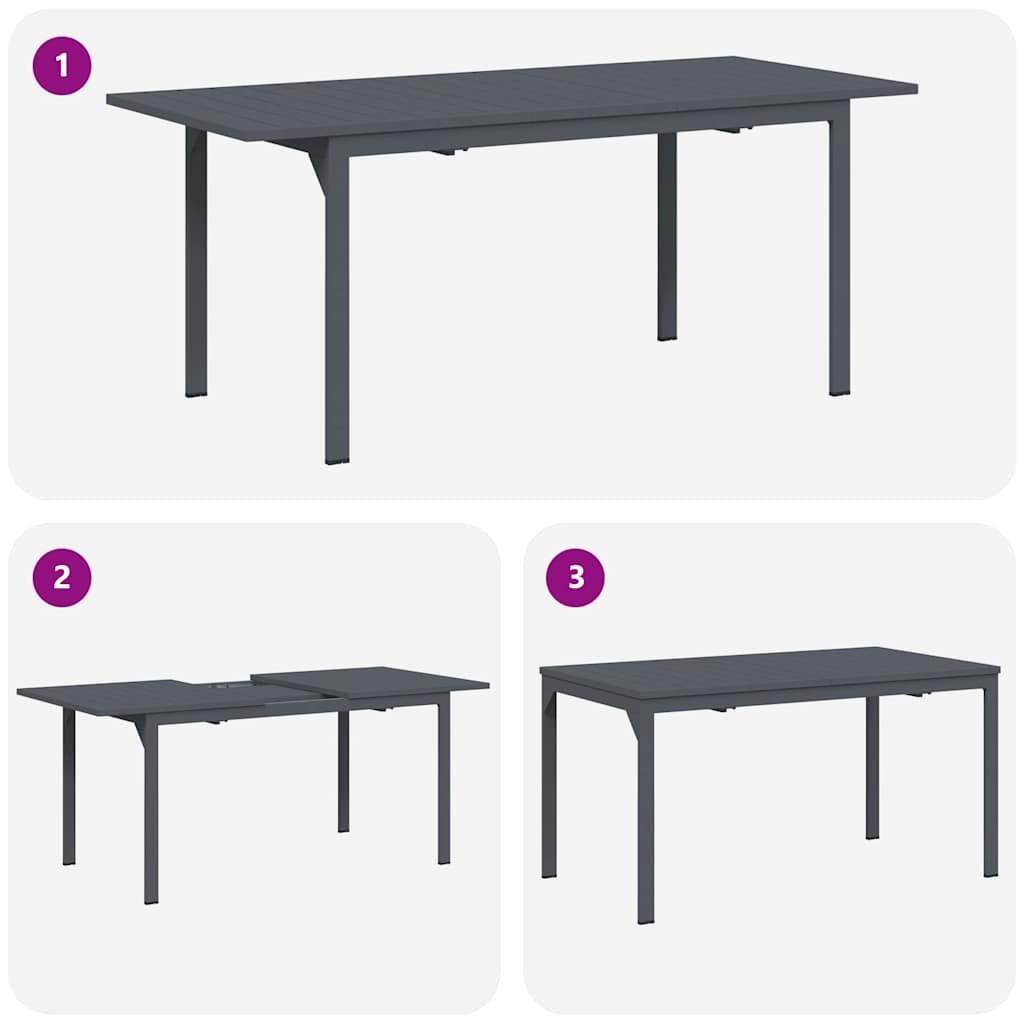 Patio Table Anthracite 180 x 80 x 74 cm Powder-Coated Steel
