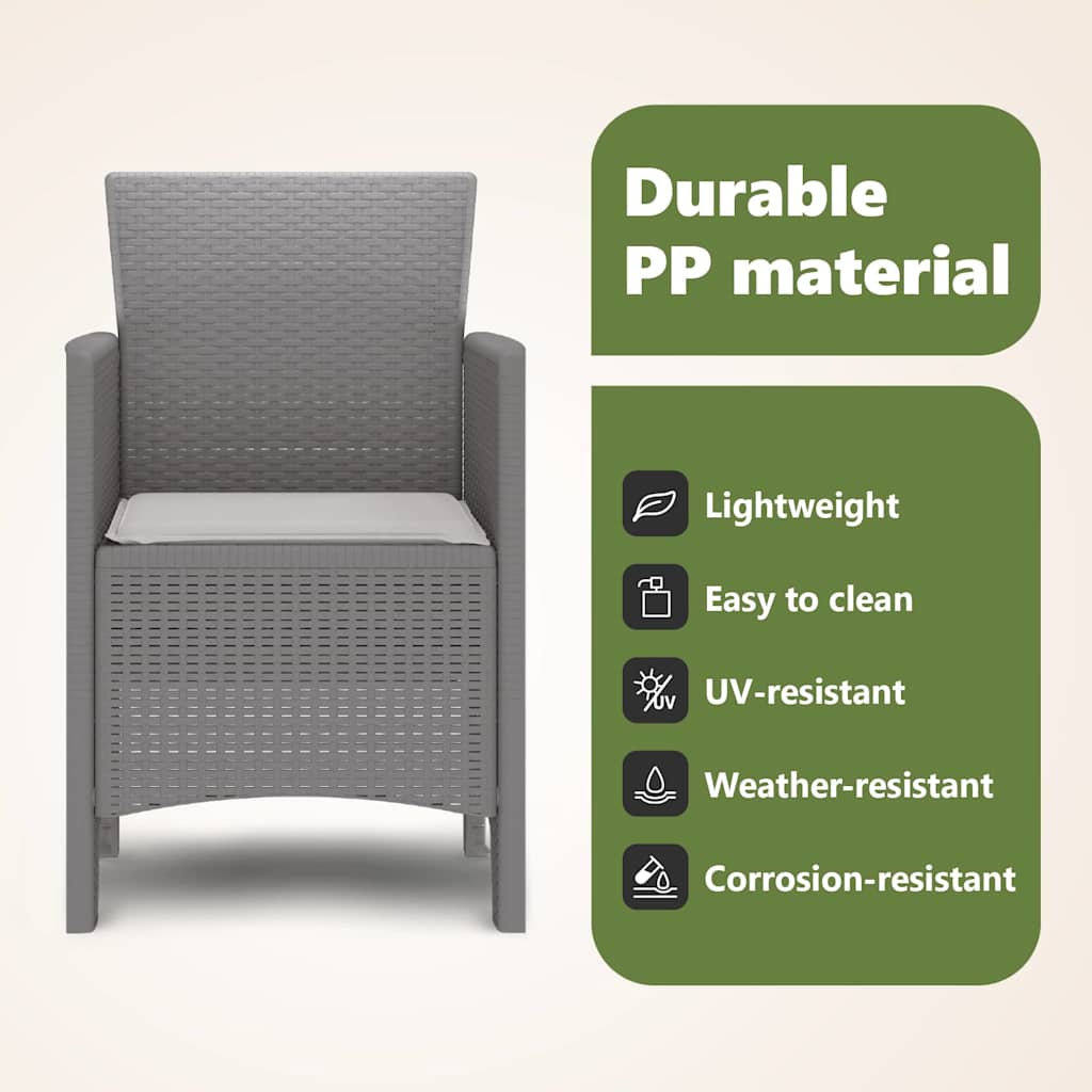 Garden Chair 2 pcs Light Grey 53 x 49 x 85 cm Polypropylene
