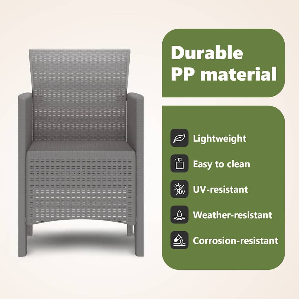 Garden Chair 4 pcs Light Grey 53 x 49 x 85 cm Polypropylene