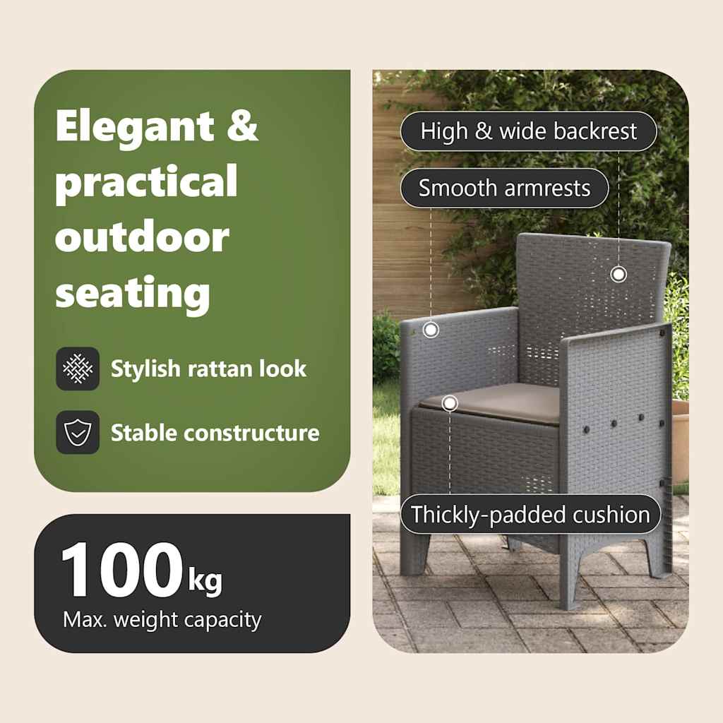 Garden Chair 4 pcs Light Grey 53 x 49 x 85 cm Polypropylene