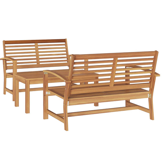 Garden Sofa Set 3 pcs Natural Solid Teak Wood Garden Sofa Set 3 pcs Natural Solid Teak Wood
