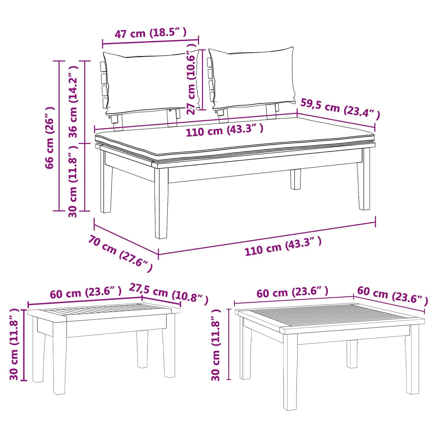 Garden Sofa Set 5 pcs Brown and Cream